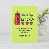 Lasse mit Ketchup-Party aufholen Einladung (Stehend Vorderseite)