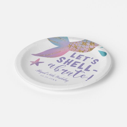 Lasse Muschel abreate Magical Mermaid Birthday Par Pappteller (Schrägansicht)