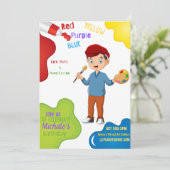 Lasse Paint Birthday Invitation Card (Junge) Einladung (Stehend Vorderseite)