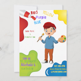 Lasse Paint Birthday Invitation Card (Junge) Einladung