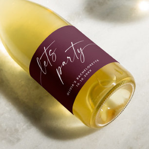 Lasse Party. Burgundy-Bachelorette Schaumweinetikett