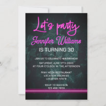 Lasse Party Hot-Pink-Neon-Schrift-Blattwerk