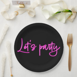 Lasse Party Hot Pink Neon Skript minimalistisch sc Pappteller