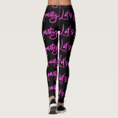 Lasse Party Hot-Pink-Neon-Skript schwarzes Muster Leggings (Rückseite)