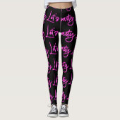 Lasse Party Hot-Pink-Neon-Skript schwarzes Muster Leggings (Vorderseite)