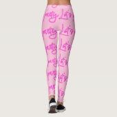 Lasse Party Hot-Pink-Neon-Skriptmuster Leggings (Rückseite)