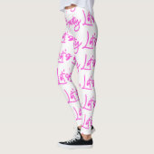 Lasse Party Hot-Pink-Neon-Skriptmuster weiß Leggings (Links)