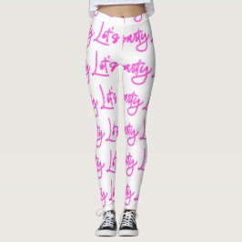 Lasse Party Hot-Pink-Neon-Skriptmuster weiß Leggings