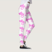 Lasse Party Hot-Pink-Neon-Skriptmuster weiß Leggings (Rechts)