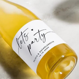 Lasse Party. Modernes, einfaches Skript-Bacheloret Schaumweinetikett