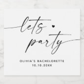 Lasse Party. Modernes, einfaches Skript-Bacheloret Schaumweinetikett (Einzelnes Label)