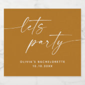 Lasse Party. Mustard Brown-Skriptbachelorette Schaumweinetikett (Einzelnes Label)