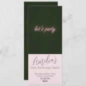 lasse Party Neon Pink Einladung (Vorne/Hinten)