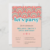 Lasse Party Retro Blume Einladung zum Geburtstag (Vorderseite)