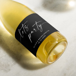 Lasse Party. Schwarz-Schrift-Bachelorette Schaumweinetikett