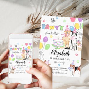 Lasse Pawty Dog Einladungskarte zum ersten Geburts Einladung