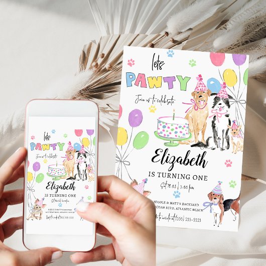 Lasse Pawty Dog Einladungskarte zum ersten Geburts Einladung