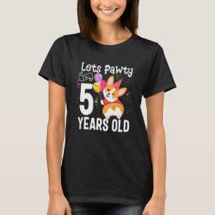 Lasse Pawty I m 5 Years Old Corgi Hund 5. Geburtst T-Shirt