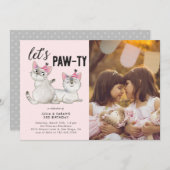 Lasse Pawty | Twins Joint Birthday Party Foto Einladung (Vorne/Hinten)