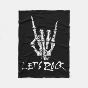 Lasse Rock Band Rock and Roll Skeleton Hand Sign R Fleecedecke