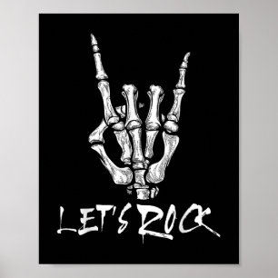 Lasse Rock Band Rock and Roll Skeleton Hand Sign R Poster