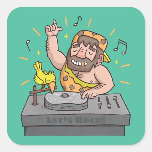 Lasse Rock Stone Age Caveman Music DJ Sticker (Vorderseite)