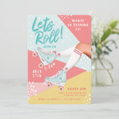 Lasse Roll Fun Retro Rollerskating Vibe Einladung (Stehend Vorderseite)