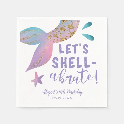 Lasse Shellabrate Mermaid Birthday Party Serviette (Vorderseite)