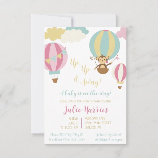 Lasse sie fliegen! Ein Baby ist unterwegs! Einladung (Vorderseite)