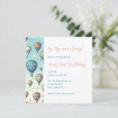 Lasse sie fliegen! Heißluftballons zum Geburtstag Einladung (Stehend Vorderseite)