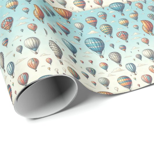 Lasse sie fliegen! Whimsical Hot Air Ballons Geschenkpapier (Rolleneckpunkt)