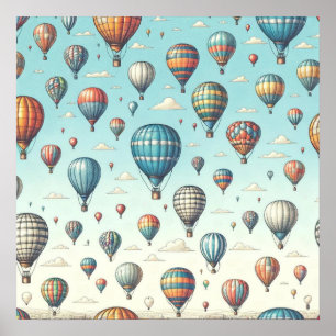 Lasse sie fliegen! Whimsical Hot Air Ballons Poster