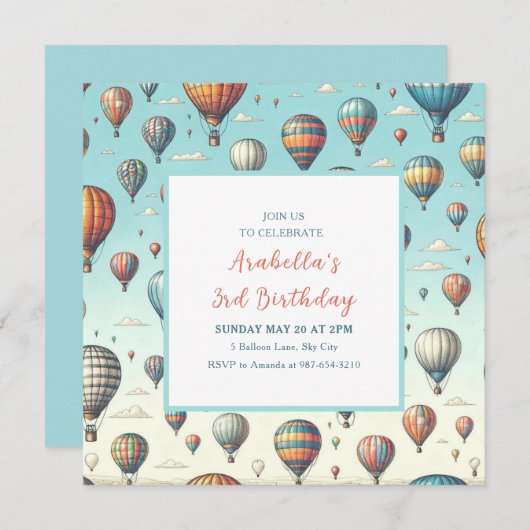 Lasse sie fliegen! Whimsical Hot Air Ballons Save The Date (Vorne/Hinten)