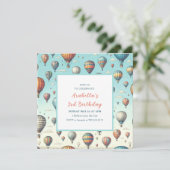 Lasse sie fliegen! Whimsical Hot Air Ballons Save The Date (Stehend Vorderseite)