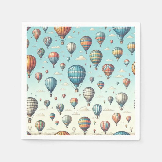 Lasse sie fliegen! Whimsical Hot Air Ballons Serviette (Vorderseite)