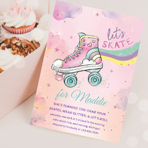 Lasse Skate l Roller Skaten Party Girl Birthday Einladung