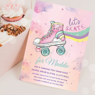 Lasse Skate l Roller Skaten Party Girl Birthday Einladung
