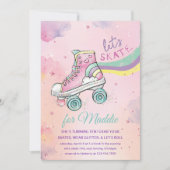 Lasse Skate l Roller Skaten Party Girl Birthday Einladung (Vorderseite)