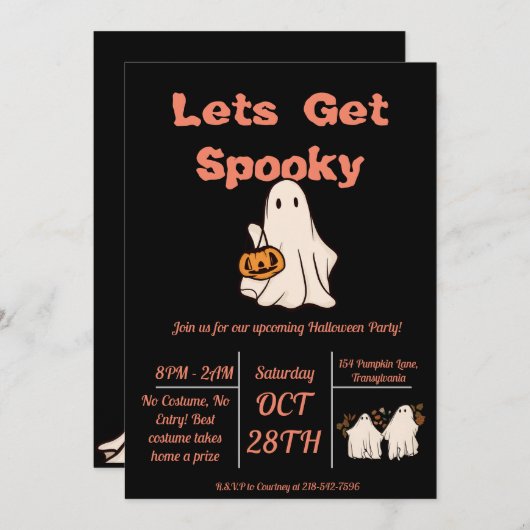 Lasse, Spooky zu werden! Einladung (Vorne/Hinten)