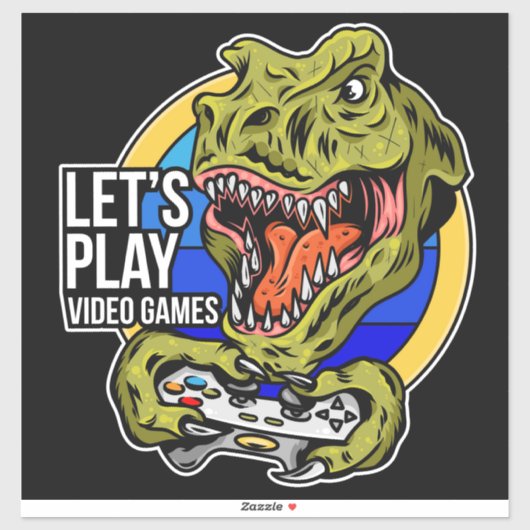 Lasse Videospiele spielen Dinosaurier Sticker (Blatt)