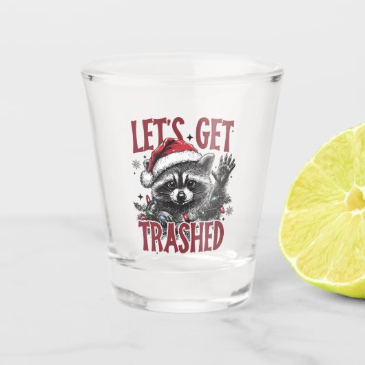 Lasse Weihnachts Raccoon Shot Glass Schnapsglas (Vorderseite)