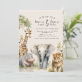 Lasse Wild Joint Animal Birthday Einladung (Stehend Vorderseite)