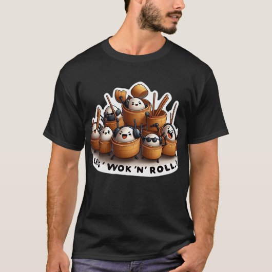 "Lasse Wok and Roll" Funny Dim sum T-Shirt (Vorderseite)