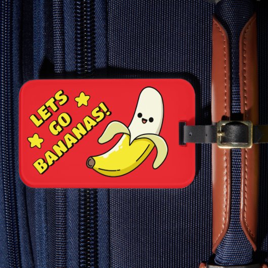 Lasse zu Bananen! Leuchtend Rot Gepäckanhänger (Vorderseite Insitu 4)