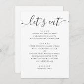 Lasse zu essen. Moderne Hochzeitsschrift in Schwar Menükarte (Vorne/Hinten)