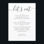 Lasse zu essen. Moderne Hochzeitsschrift in Schwar Menükarte<br><div class="desc">"Lasse essen" Schwarz-Weiß-Skript Hochzeitsmenü. Geeignet zum Geburtstag,  Jubiläum und jedes andere Party. Bitte kontaktieren Sie mich,  wenn Sie weitere Informationen benötigen.</div>