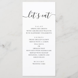 Lasse zu essen. Schwarzweiß-Hochzeit Menükarte