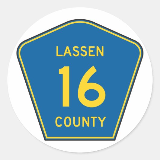 Lassen Landkreis Road-Schilder-Stickers Runder Aufkleber (Vorderseite)