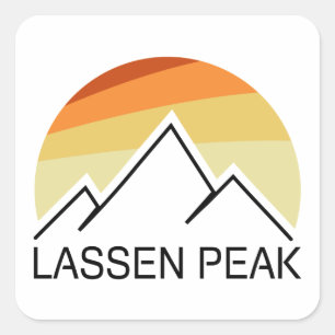 Lassen Peak California Retro Quadratischer Aufkleber
