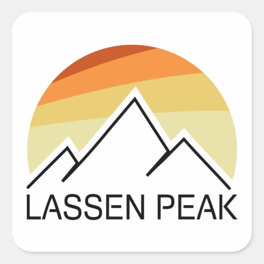 Lassen Peak California Retro Quadratischer Aufkleber (Vorderseite)